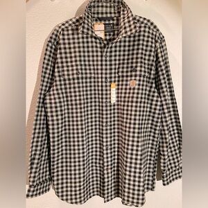 NWT Carhartt Loose Fit Check Plaid Flannel in Black & White Unisex Sz L